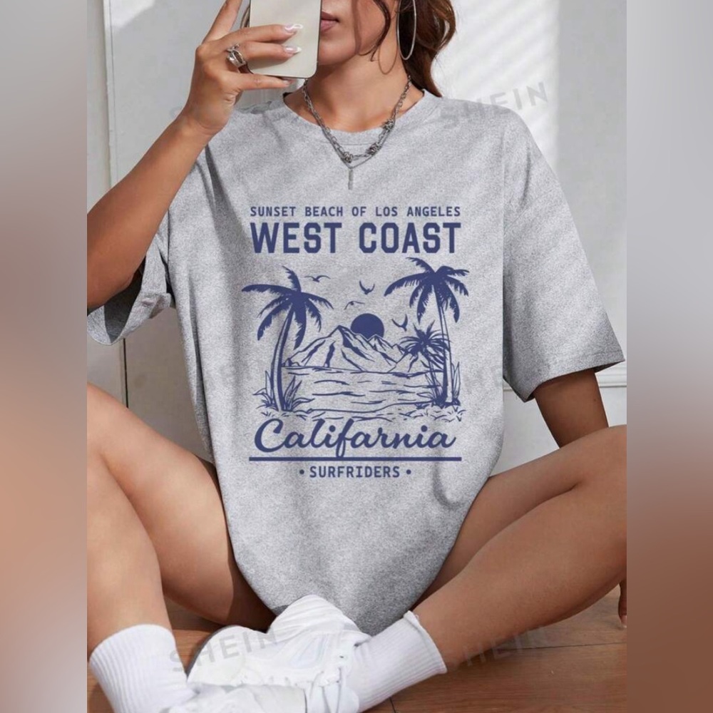 West Coast California shirt, size small color, gray brand SHEIN